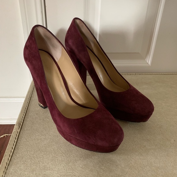 Michael Kors Sabrina Platform Pump Suade Plum - Picture 1 of 6